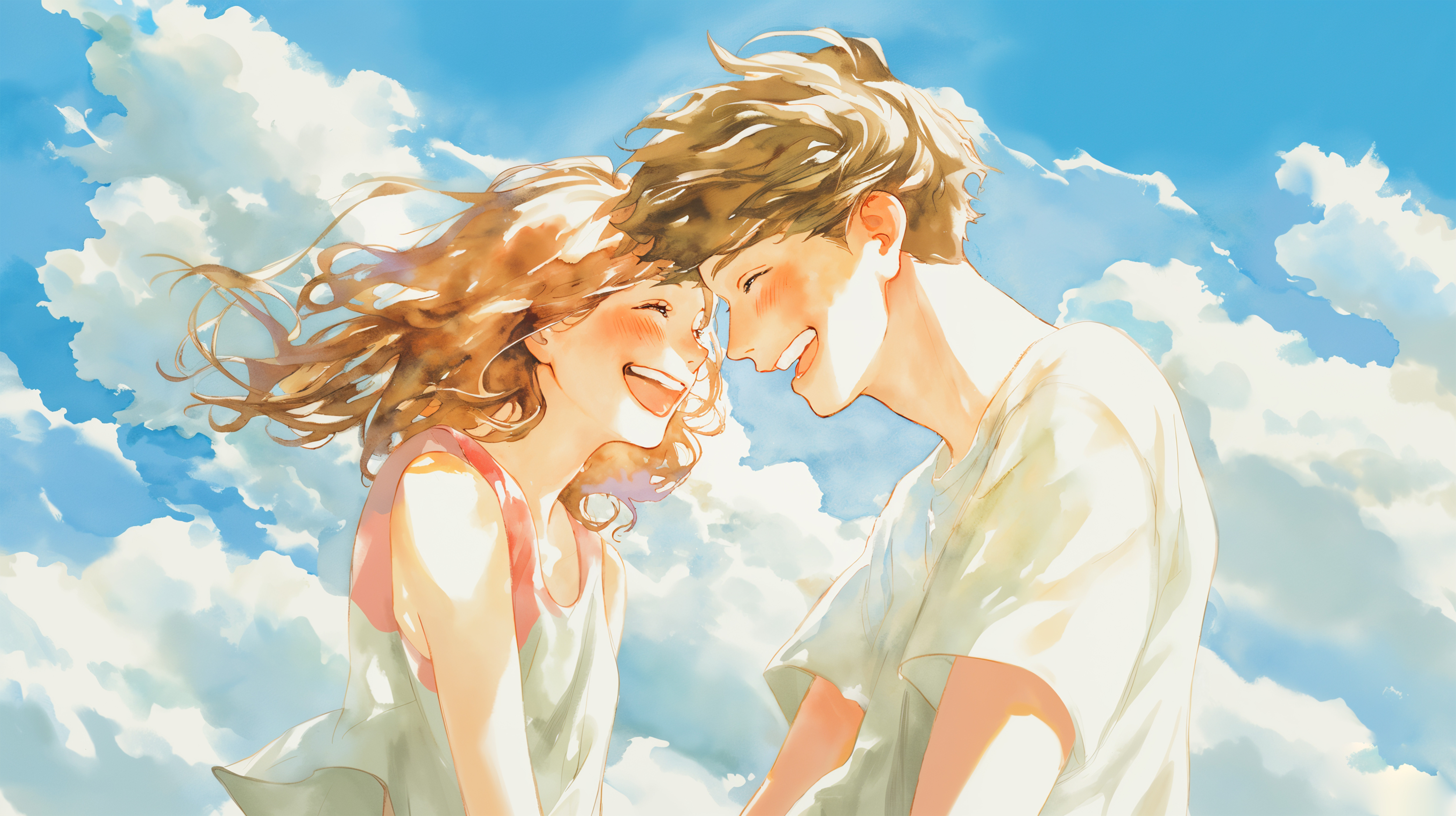 空を見上げるカップル